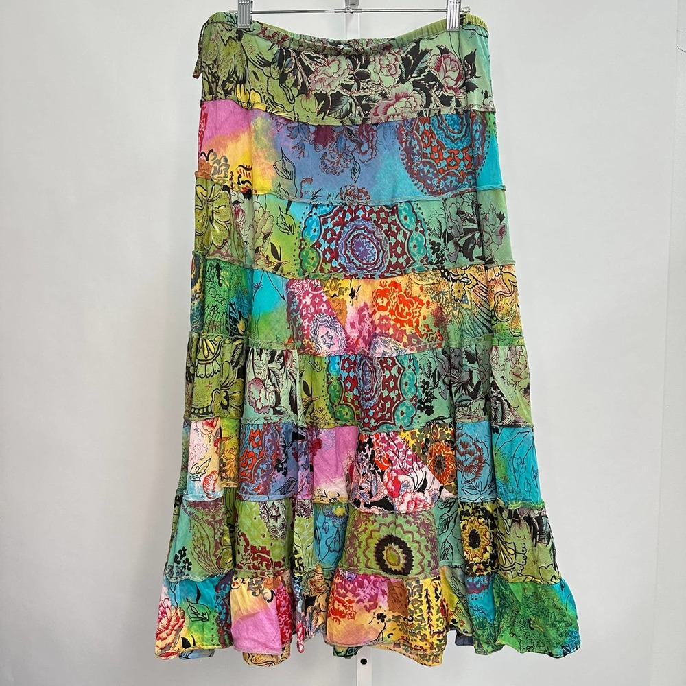 Y2K Bila Floral Tiered Colorful Maxi Hippie Boho Skirt